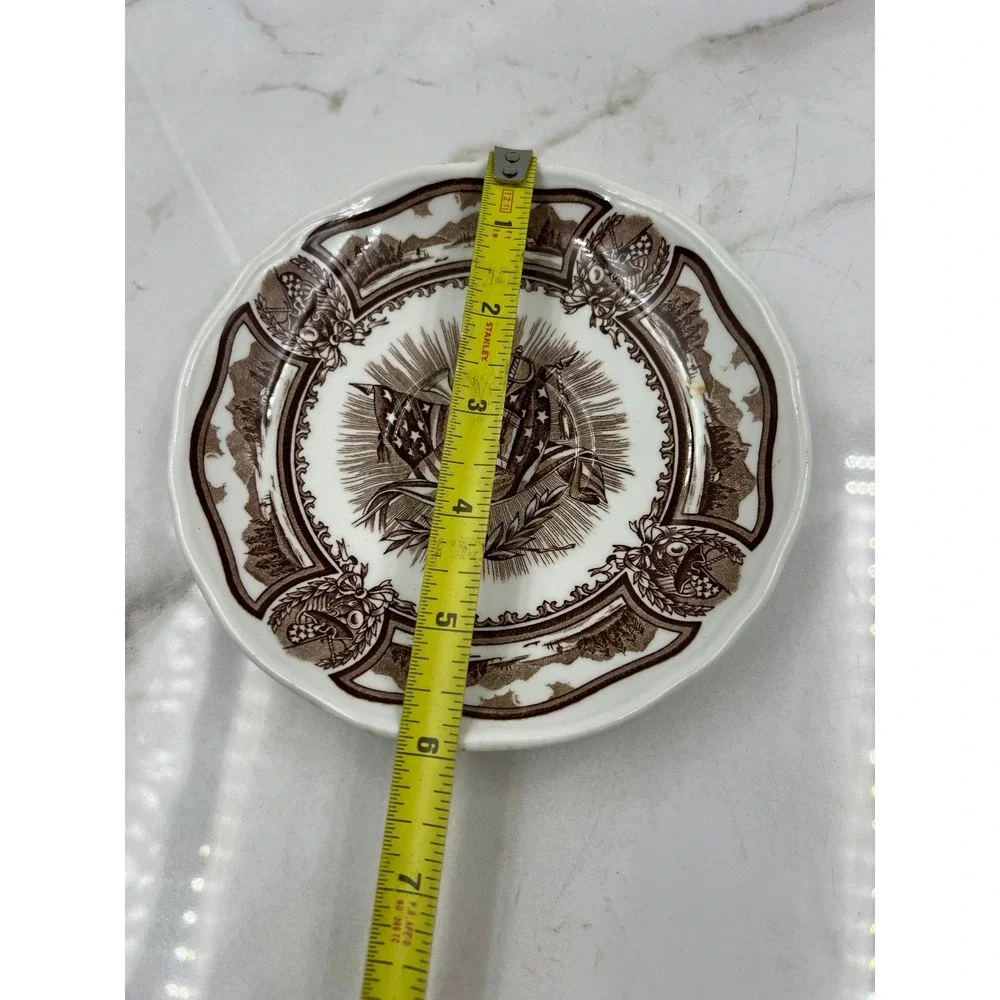 J&G Meakin Americana Style House Brown Transferware Ironstone Saucers Set of 2